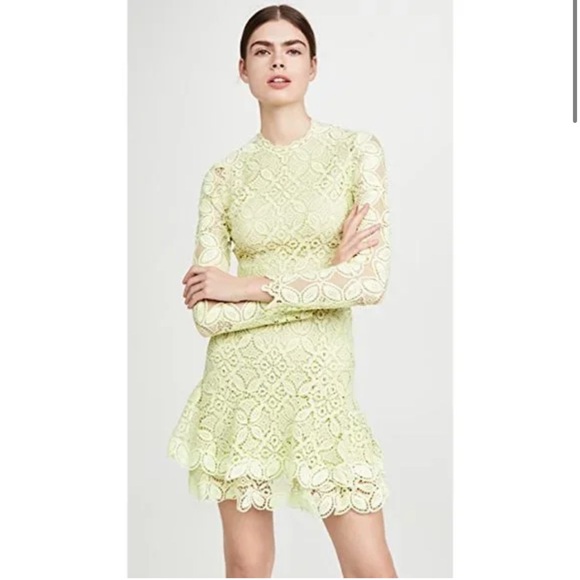 Jonathan Simkhai Light Yellow Lace Long Sleeve Dress - Picture 1 of 7